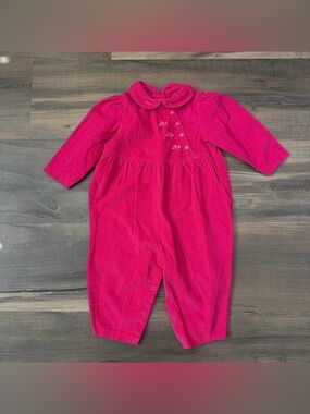 Vintage Mine Alone Toddler Pink Corduroy Long Sleeve Romper Size 24 Months